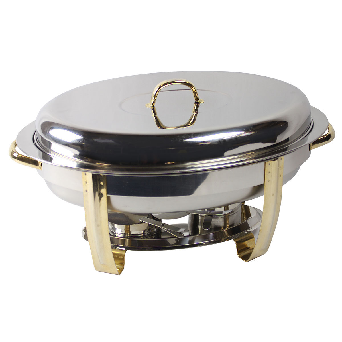 Chafer 6qt Oval with Brass Trim